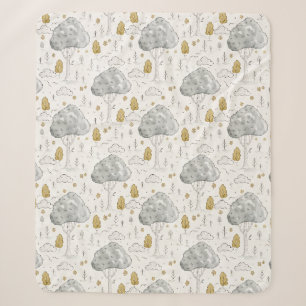 Whimsical Nursery Woodland Trees Sherpa Blanket
