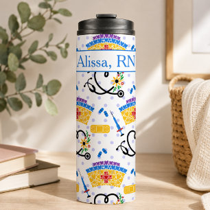 Whimsical Nursing Monogram Thermal Tumbler