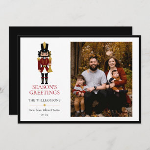 Whimsical Nutcracker in Black Flat Holiday Card