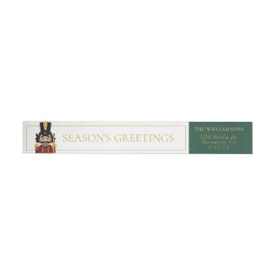 Whimsical Nutcracker in Green Wraparound Address Label