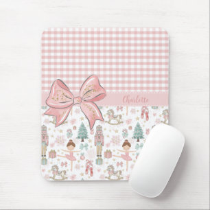 Whimsical Nutcracker Pastel Pink Christmas Ballet Mouse Pad
