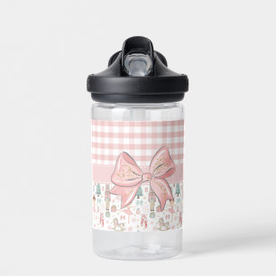 Whimsical Nutcracker Pastel Pink Christmas Ballet Water Bottle