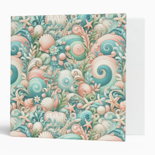 Whimsical Ocean Breeze: Pastel Sea Swirls in Cotta Binder