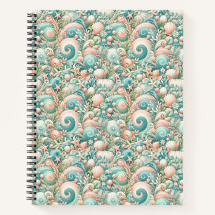 Whimsical Ocean Breeze: Pastel Sea Swirls in Cotta Notebook