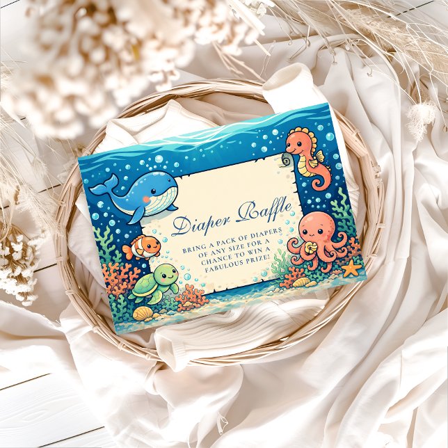 Whimsical Ocean Friends Diapper Raffle Enclosure Card (Creator Uploaded)