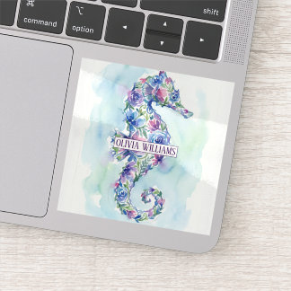 Whimsical Ocean Seahorse Botanical Flowers