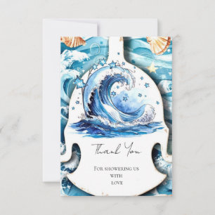 Whimsical Ocean Waves Baby Shower Thank You Card