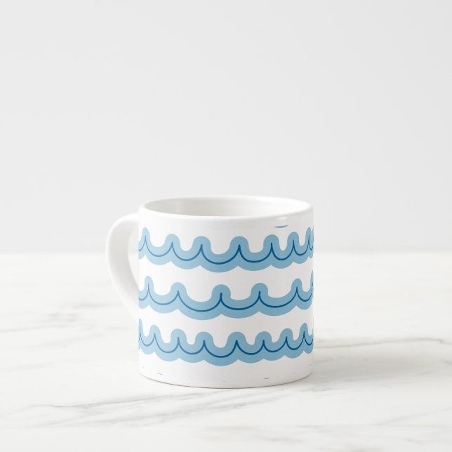 Whimsical Ocean Waves Espresso Cup (Front Left)