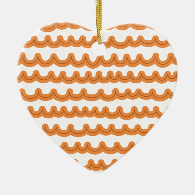 Whimsical Ocean Waves Melon Ceramic Ornament (Front)