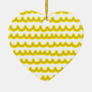 Whimsical Ocean Waves Yellow Ceramic Ornament