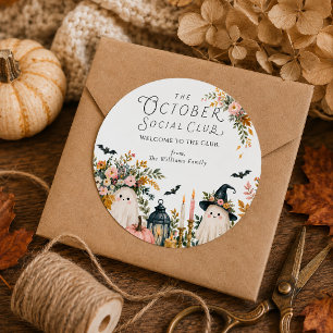 Whimsical October Social Club Classic Round Sticker
