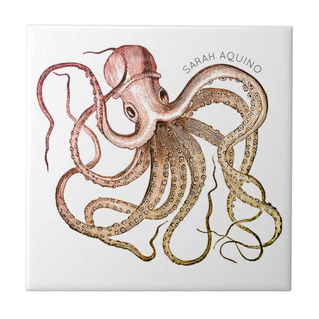 Whimsical Octopus And Tentacles Name Tile (Front)