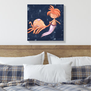 Whimsical Octopus Mermaid Canvas Print