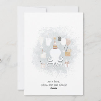 Whimsical Octopus “Too Many Arms” Holiday Card