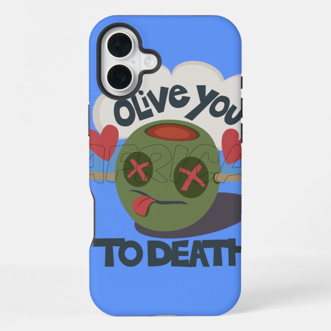 Whimsical "Olive My Heart" Funny Face Design iPhone Case (Back)