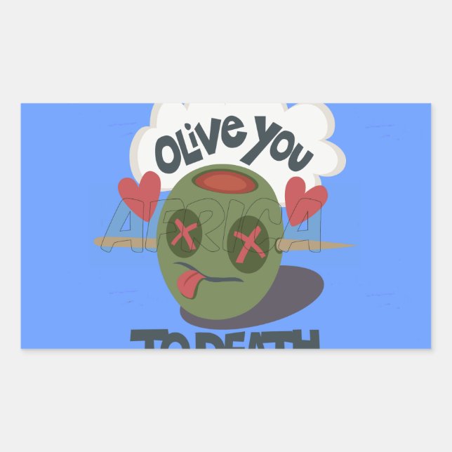 Whimsical "Olive My Heart" Funny Face Design Sticker (Front)