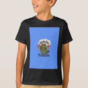 Whimsical "Olive My Heart" Funny Face Design T-Shirt