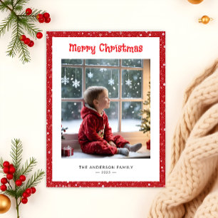 Whimsical One Photo Winter Christmas Holiday Postcard