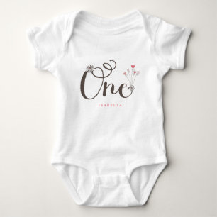 Whimsical One Pink Baby Girl 1st Birthday Party Bodysuit