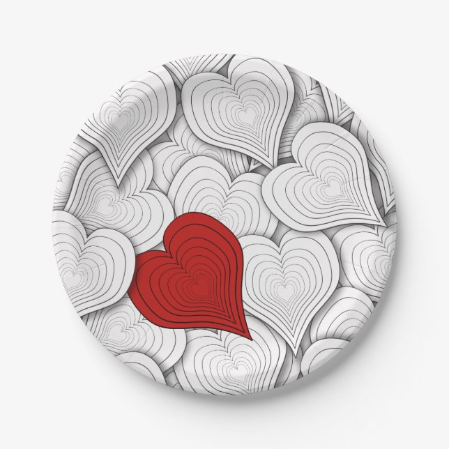 Whimsical Onion Hearts Illustration Paper Plate (Front)