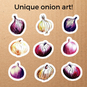 Whimsical Onions Hand-Drawn Watercolor Veggies