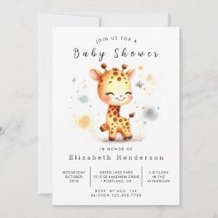 Whimsical Online Giraffe Baby Shower Invitation