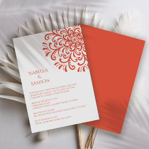 Whimsical Orange Red Flourish Faire-part de mariag