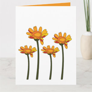 Whimsical Orange Red Flower Floral Card