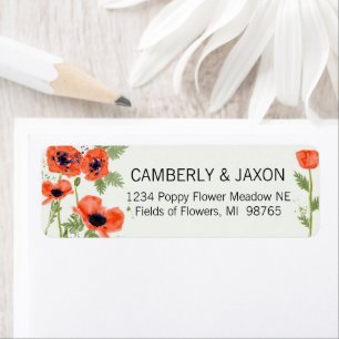Whimsical Orange Red Poppy Fleurs d'aquarelle