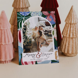 Whimsical Ornament Family Photo Christmas Holiday Card