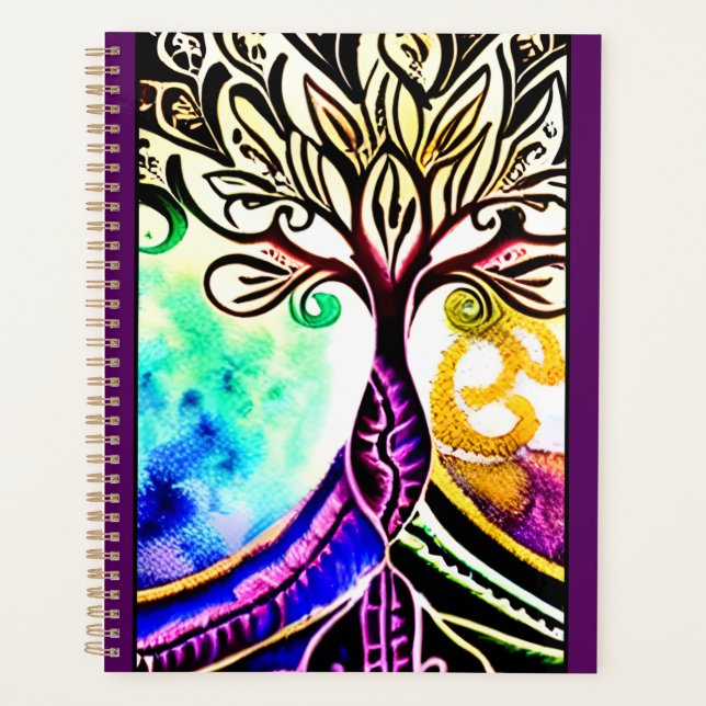 Whimsical Ornate Colourful Tree of Life Planner (Front)