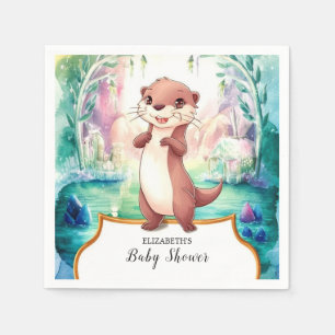 Whimsical Otter Baby Shower Napkin