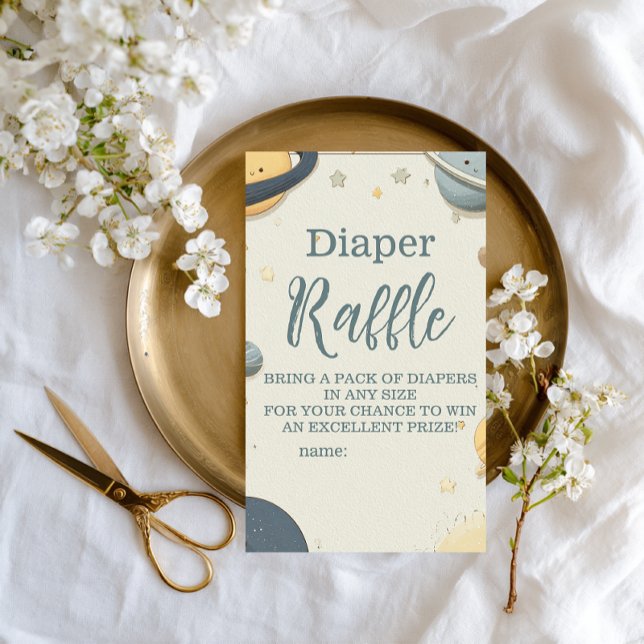 Whimsical Outer Space Baby Shower Diapper Raffle Enclosure Card (Creator Uploaded)