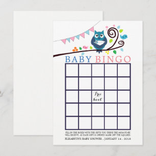 Whimsical Owl Baby Shower Bingo Invitation