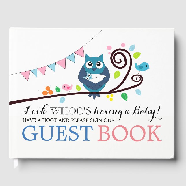 Whimsical Owl Baby Shower Guest Book (Front)