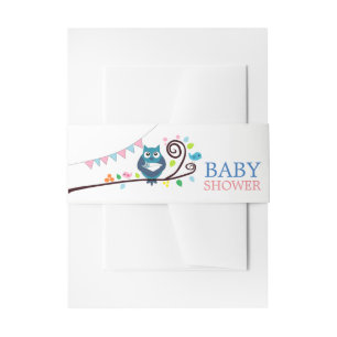 Whimsical Owl Baby Shower Invitation Belly Band