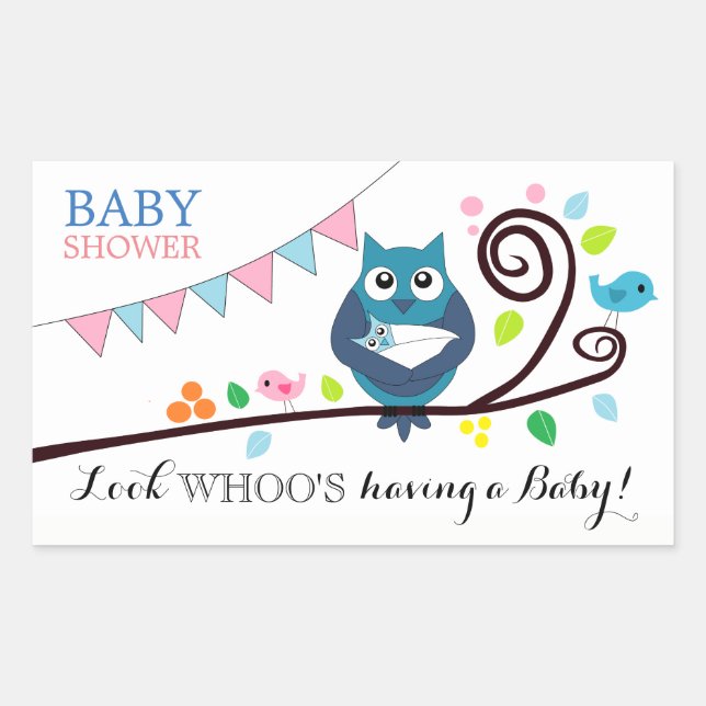 Whimsical Owl Baby Shower Sticker (Front)