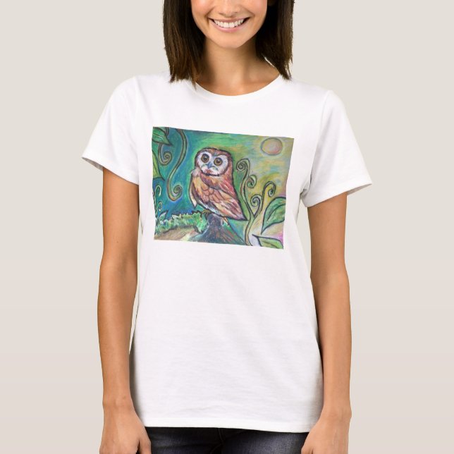 Whimsical Owl Basic Tank Top White (Front)