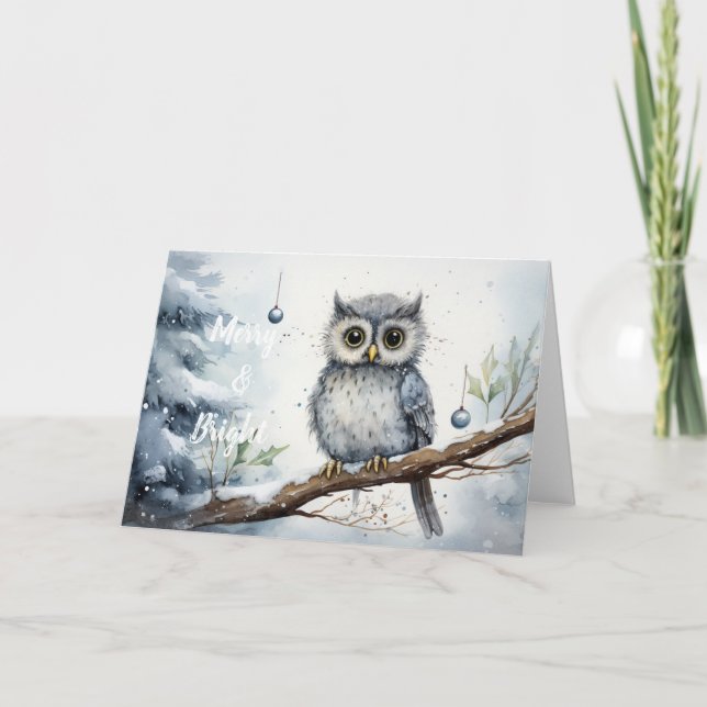 Whimsical Owl Christmas Card  (Front)