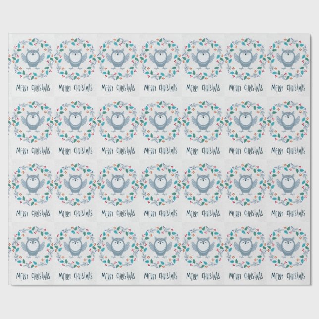 Whimsical Owl Christmas Wrapping Paper  (Flat)