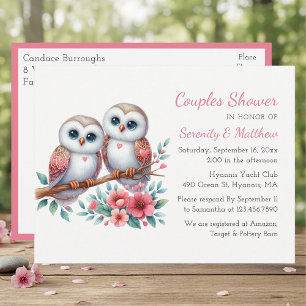 Whimsical Owl Couple Woodland Couple Shower Invitation Postcard