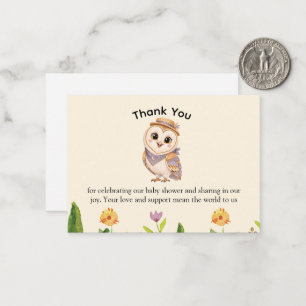 Whimsical Owl in a Straw Hat Thank You Card