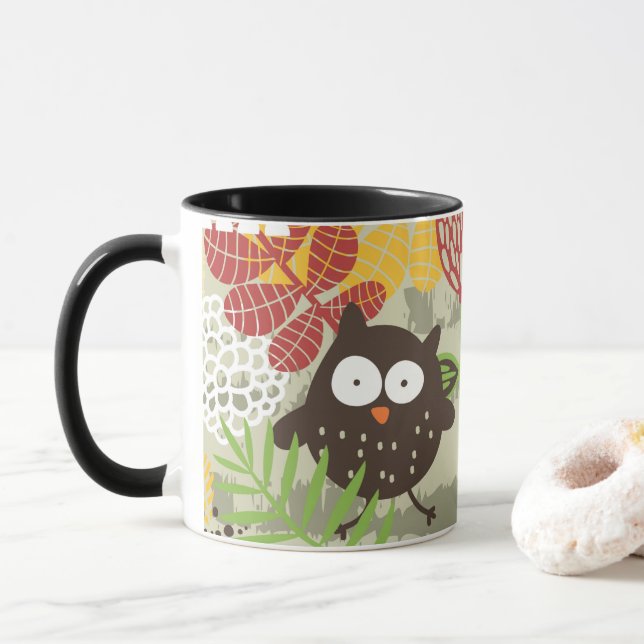 Whimsical owl Mug (Avec donut)