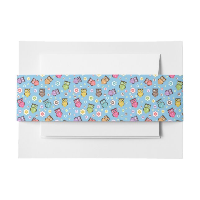 Whimsical Owl Pattern Invitation Belly Band (Front Example)