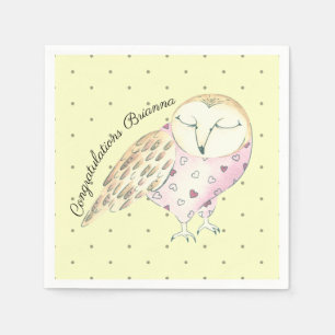 Whimsical Owl Personalized Napkin