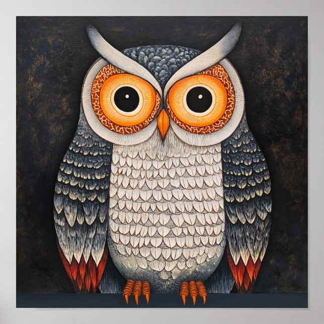 Whimsical Owl Square Print (Front)