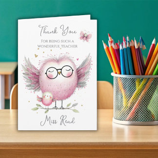 Whimsical Owl Teacher Thank you Card