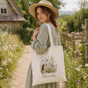 Whimsical Owl Wildflower Meadow Tote Bag