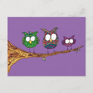 Whimsical Owls Postcard