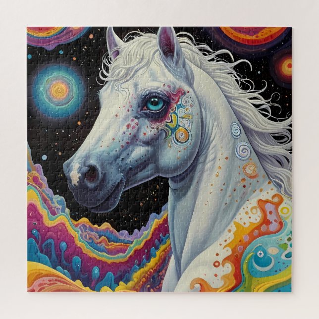 Whimsical Painted Horse: An Abstract Space Jigsaw Puzzle (Vertical)